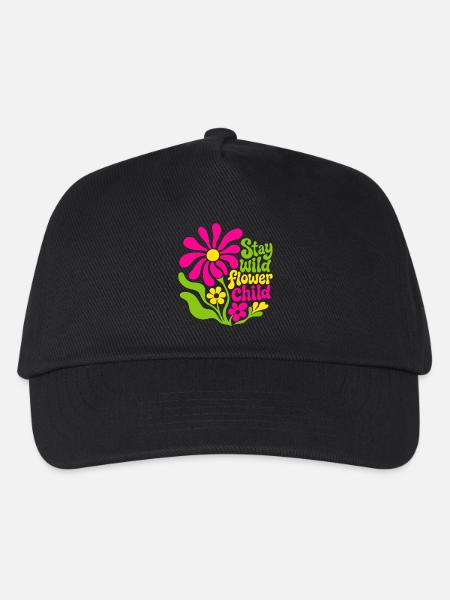 Stay wild flower child - Kinder Basecap - Schwarz
