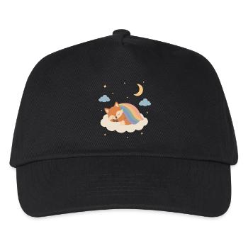 Sleeping fox under the rainbow - Kids’ Baseball Cap - black - Front