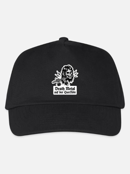 Querflöte Death Metal Totenkopf - Flötist Geschenk - Kinder Basecap - Schwarz
