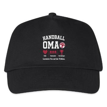 Omi Handball Fan Shirt – Stolz & Pokal - Kinder Basecap - Schwarz - Vorne