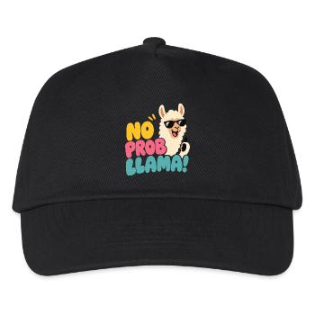 No Prob Llama – Lama mit Sonnenbrille - Kinder Basecap - Schwarz - Vorne