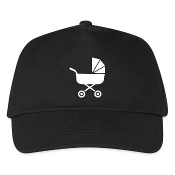 Weißer Kinderwagen Baby Geburt Junge Mädchen  - Kinder Basecap - Schwarz - Vorne