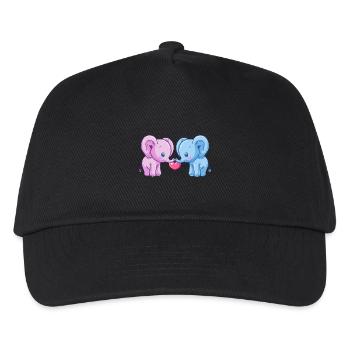 Mammut Paar Liebe Valentinstag - Kinder Basecap - Schwarz - Vorne