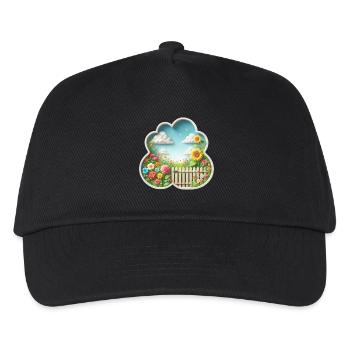 Garden with flower on flower meadow and sunflower - Kids’ Baseball Cap - black - Front