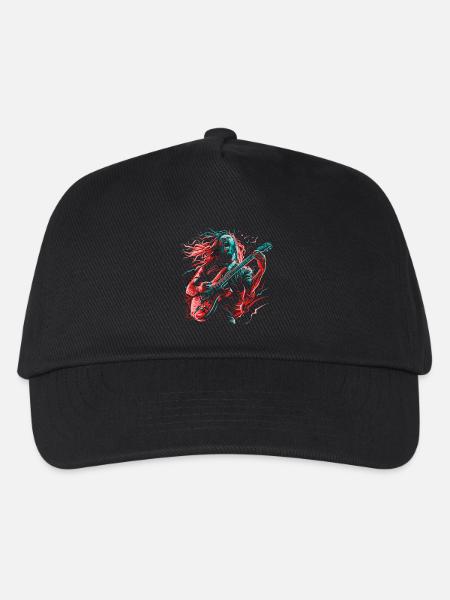 Gitarrist E-Gitarre Rock Punk Metal Splash Neon - Kinder Basecap - Schwarz