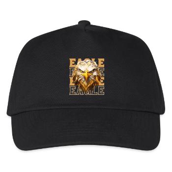 Adler Adlerkopf Gold Raubvogel Vogel Tier Natur - Kinder Basecap - Schwarz - Vorne