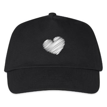 HEART. HEARTS. HEART. KISS. SMACK. KISSES. SMILE. - Kids’ Baseball Cap - black - Front