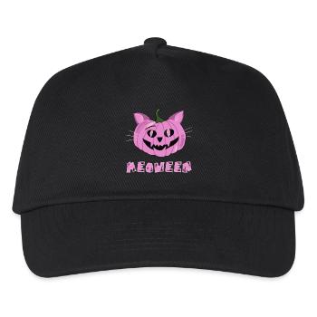 Halloween Meoween Cat Jack O Lantern Pink Pumpkin - Kids’ Baseball Cap - black - Front