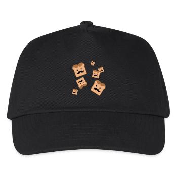 Toast with moustache - Kids’ Baseball Cap - black - Front