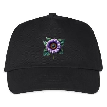 Sonnenblume violett Blumenranke Blume floral - Kinder Basecap - Schwarz - Vorne