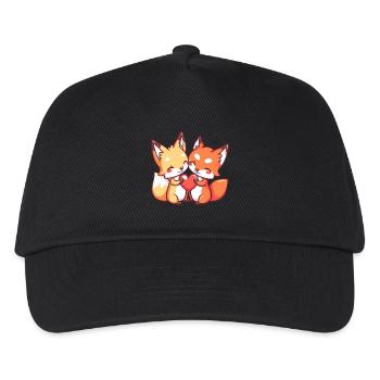 Fuchs Paar Liebe Valentinstag - Kinder Basecap - Schwarz - Vorne