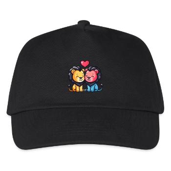 Löwe Paar Liebe Valentinstag - Kinder Basecap - Schwarz - Vorne