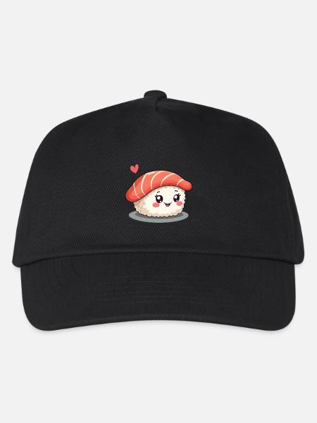 Kawaii Sushi mit Herz – Niedliches Anime Design - Kinder Basecap - Schwarz
