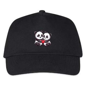 Panda Paar Liebe Valentinstag - Kinder Basecap - Schwarz - Vorne