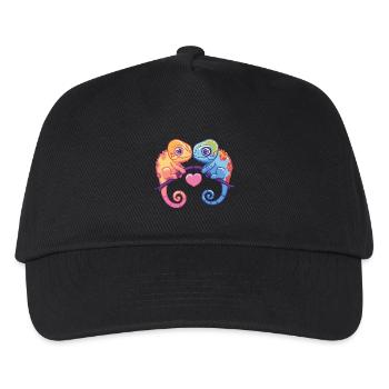 Chameleon Paar Liebe Valentinstag - Kinder Basecap - Schwarz - Vorne