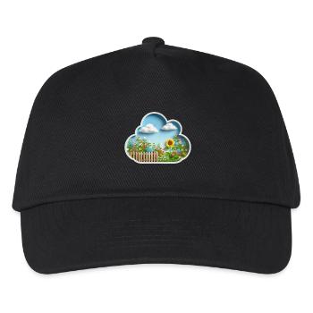 Flower on flower meadow in garden with sunflower - Kids’ Baseball Cap - black - Front