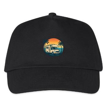 Wohnwagen vor Sonnenuntergang am Meer - Kinder Basecap - Schwarz - Vorne