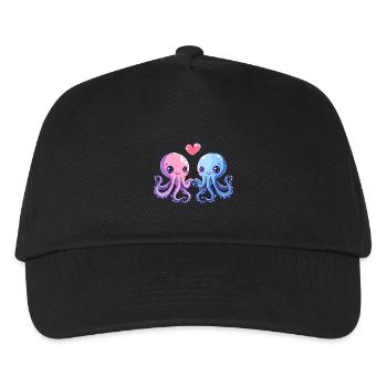 Oktopus Paar Liebe Valentinstag - Kinder Basecap - Schwarz - Vorne