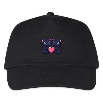 Panther Paar Liebe Valentinstag - Kinder Basecap - Schwarz - Vorne