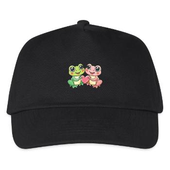 Frosch Paar Liebe Valentinstag - Kinder Basecap - Schwarz - Vorne