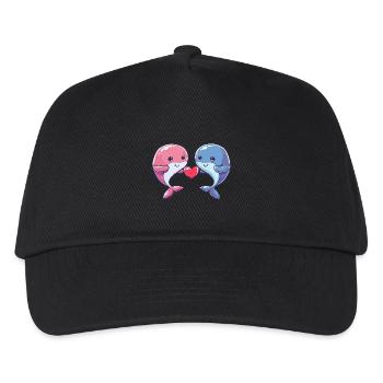 Wal Paar Liebe Valentinstag - Kinder Basecap - Schwarz - Vorne