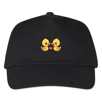 Ente Paar Liebe Valentinstag - Kinder Basecap - Schwarz - Vorne