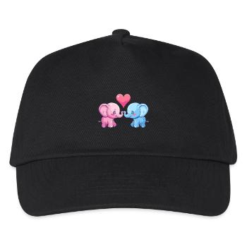 Elefant Paar Liebe Valentinstag - Kinder Basecap - Schwarz - Vorne