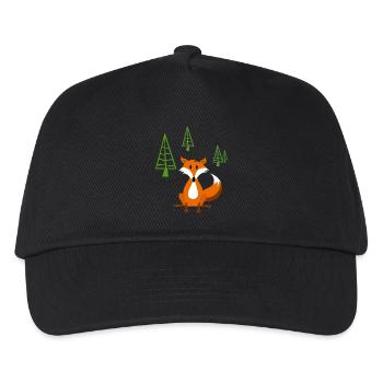 Schlauer Fuchs - Kinder Basecap - Schwarz - Vorne