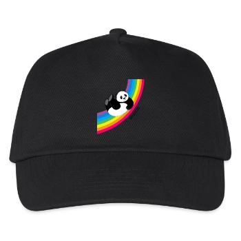 Happy Whatevs Panda on Rainbow - Kids’ Baseball Cap - black - Front