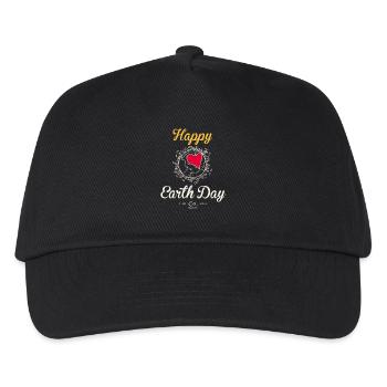 Happy Earth Day TShirt "Heart" - Kinder Basecap - Schwarz - Vorne
