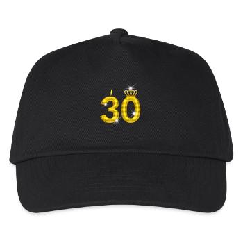 bougie d’anniversaire 30 - couronne - - or - Casquette de baseball Enfant - noir - Devant