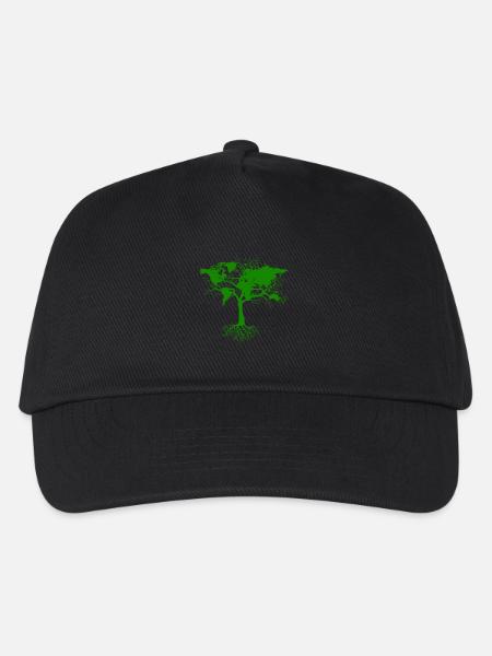 Baum mit Weltkarten grün - Kinder Basecap - Schwarz