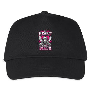 My Heart Belongs To A Biker - EN - Kinder Basecap - Schwarz - Vorne