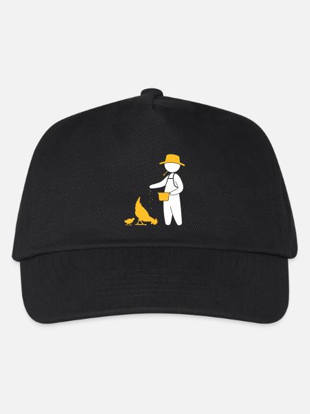 Farmer Feeding The Chickens - Kids’ Baseball Cap - black