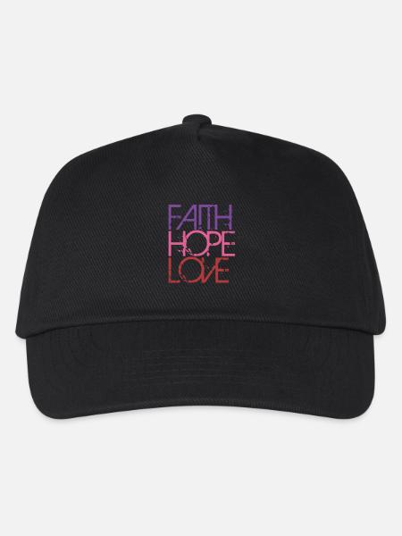 LOVE FAITH HOPE - Kinder Basecap - Schwarz