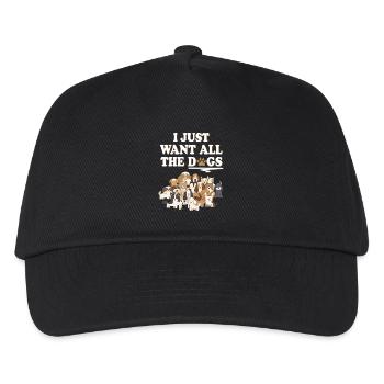ICH WILL ALLE HUNDE! Hundefreund Hund Geschenk - Kinder Basecap - Schwarz - Vorne