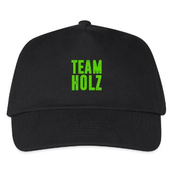 TEAM HOLZ / KETTENSÄGE / WALD / GESCHENK - Kinder Basecap - Schwarz - Vorne
