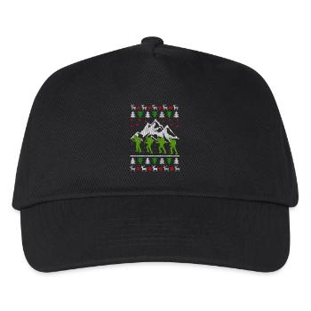 Hiking mountains ugly christmas gift jumper - Kinder Basecap - Schwarz - Vorne