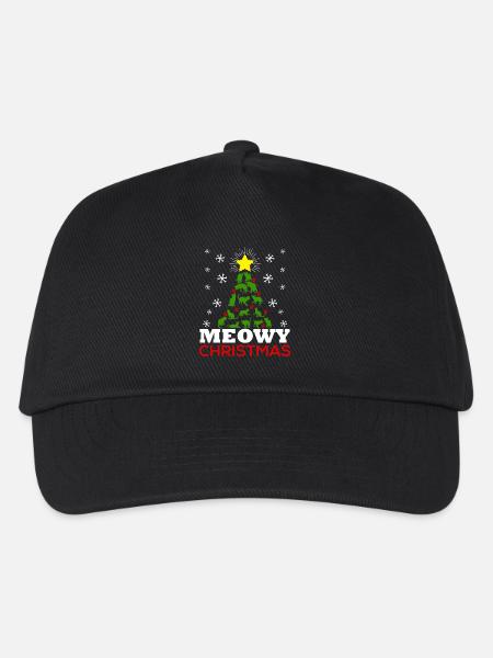 Meowy Christmas Tree - Kinder Basecap - Schwarz
