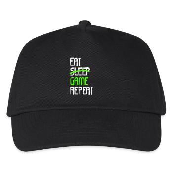 EAT SLEEP GAME REPEAT - Kinder Basecap - Schwarz - Vorne