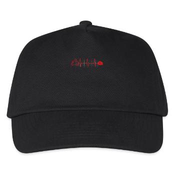 Motorrad Love Herzschlag Geschenk EKG Puls Biker - Kinder Basecap - Schwarz - Vorne
