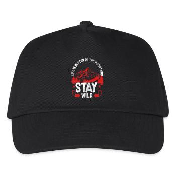 Stay Wild Mountains Hiking Climbing Gift Mountain - Kids’ Baseball Cap - black - Front