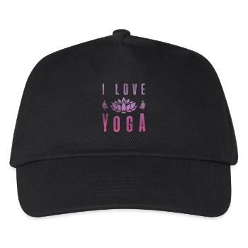 Ich liebe Yoga Geschenk Namaste Shanti Herz Joga - Kinder Basecap - Schwarz - Vorne