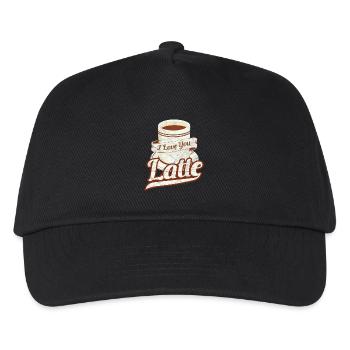I love you latte t shirt, Ich liebe dich Kaffee - Kinder Basecap - Schwarz - Vorne