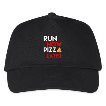 Funny pizza shirt gift for runner + sportsman - Kids’ Baseball Cap - black - Front