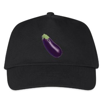 aubergine,Gemüse, - Kinder Basecap - Schwarz - Vorne