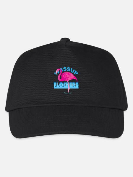 Wassup Flockers Comic Flamingo Trend Fun Geschenk - Kinder Basecap - Schwarz