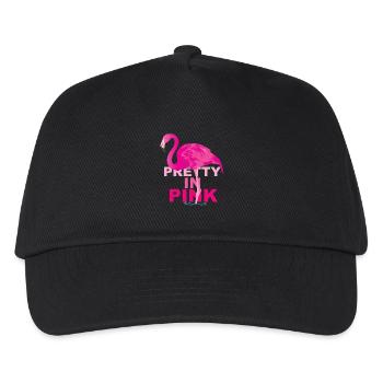 Pretty in Pin Comic Flamingo Rosa Trend Geschenk - Kinder Basecap - Schwarz - Vorne