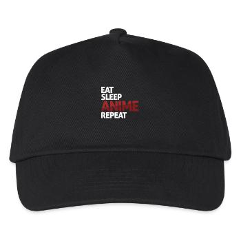 Eat Sleep Anime Repeat Japanese Animation - Kinder Basecap - Schwarz - Vorne