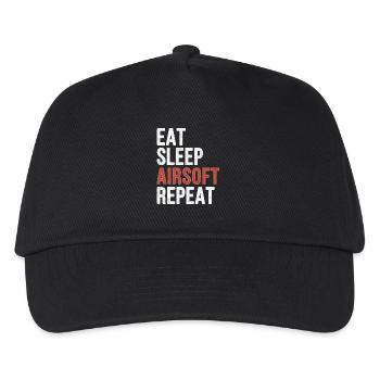 Eat sleep Airsoft Repeat - Funny Gift - Kinder Basecap - Schwarz - Vorne